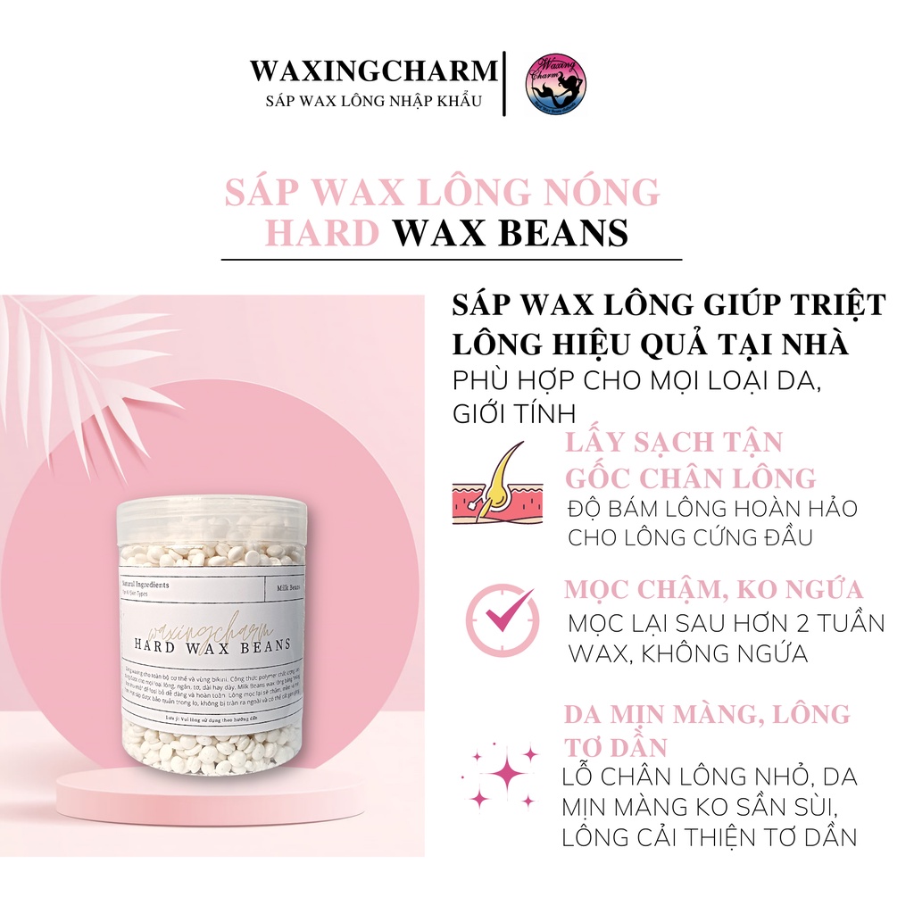 1KG Sáp Wax Lông Nóng Hard Wax Beans Nhiệt độ thấp Waxingcharm Dành Cho Mặt, Body, Bikini