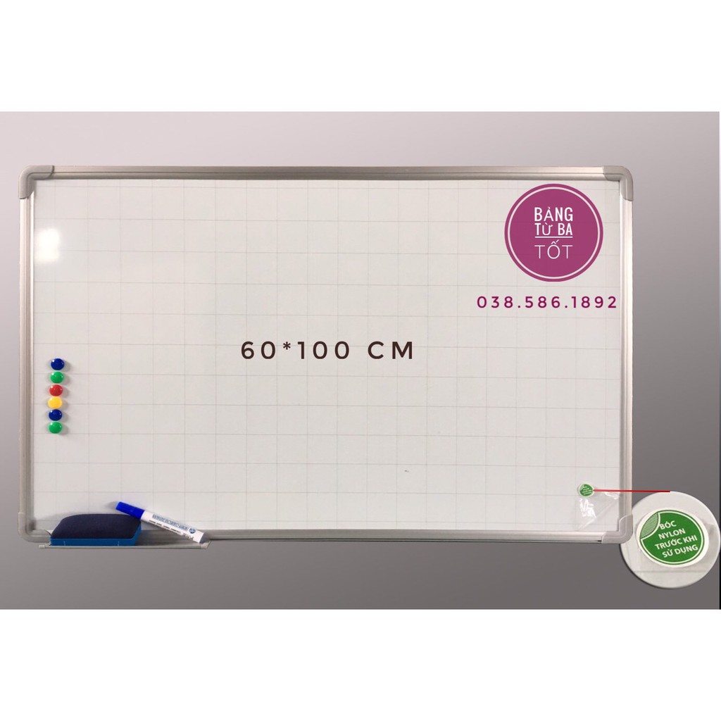 Bảng trắng từ Hàn Quốc 60x100 cm Tặng bông lau, bút, nam châm