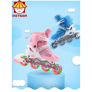 Giày trượt patin trẻ em có thể kéo dài kèm mũ và set bảo hộ