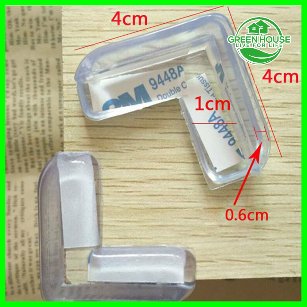 Green House - Miếng bịt góc bàn, bọc cạnh bàn kính, cạnh tủ vuông bằng silicon an toàn cho bé