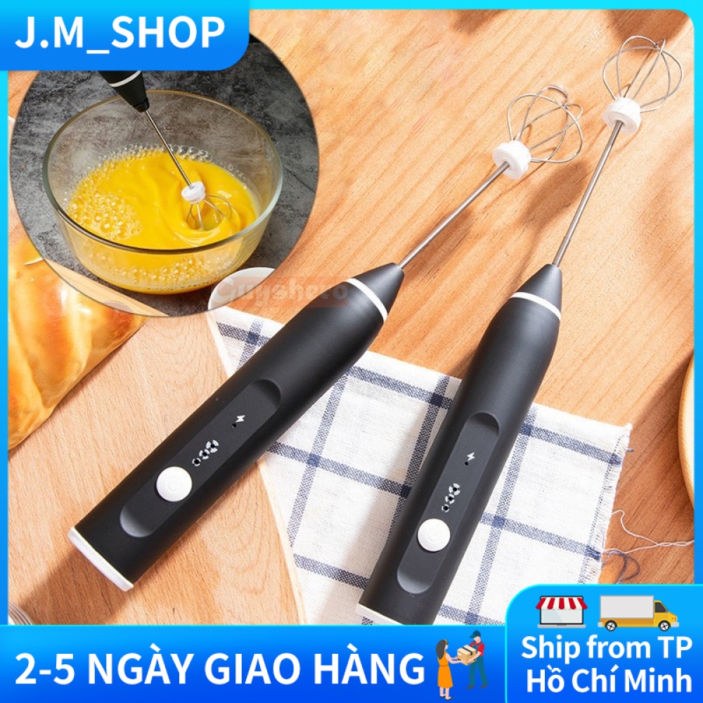 HOT SALE Máy đánh Trứng Cầm Tay Kèm Máy Tạo Bọt Cafe Chạy Điện Sạc USB