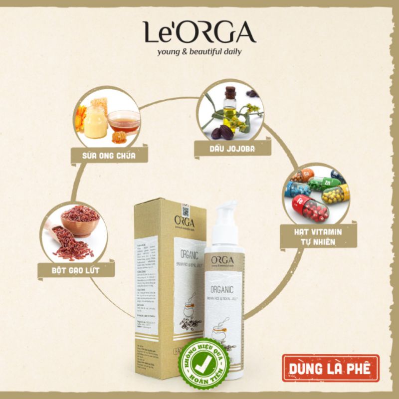 Tẩy Tế Bào Chết Da Mặt Le'Orga Gạo Lứt - Gel Hạt Tẩy Kì Ngừa Mụn, Trẻ Hóa, Trắng Da 180ml