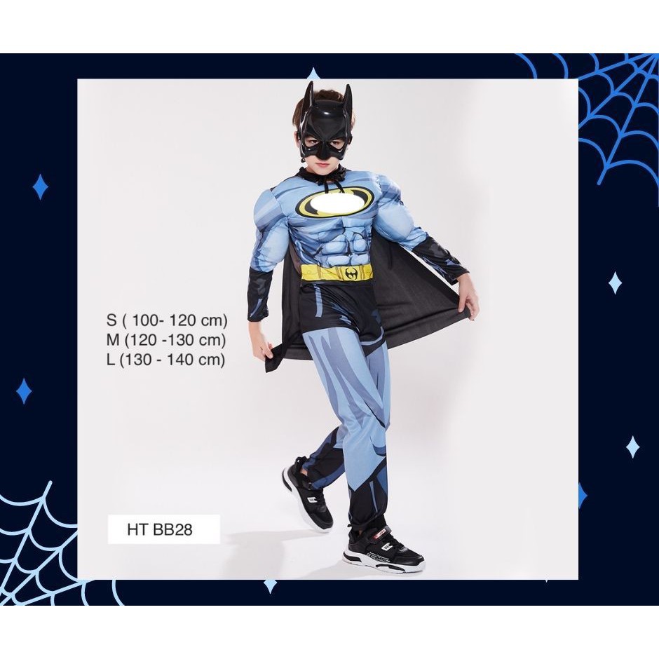 Bộ quần áo hóa trang siêu anh hùng cho bé trai Người Dơi Batman xanh  [ SẢN PHẨM HOT ]