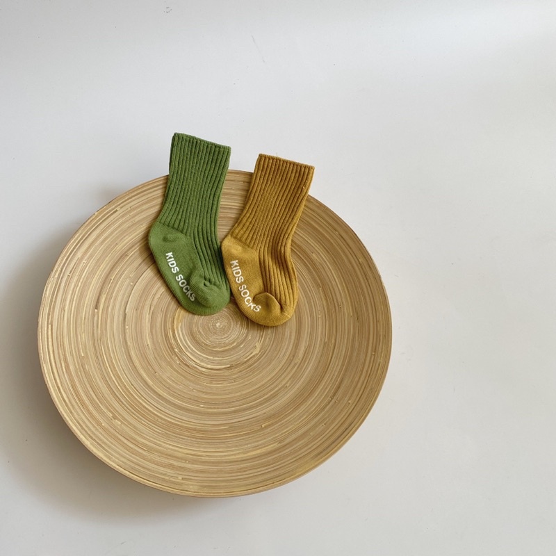 Tất Bắp Gân Cotton Basic Chống Trượt Phong Cách Hàn Quốc Nhiều Màu Cho Bé - MICHI BABY CLOSET