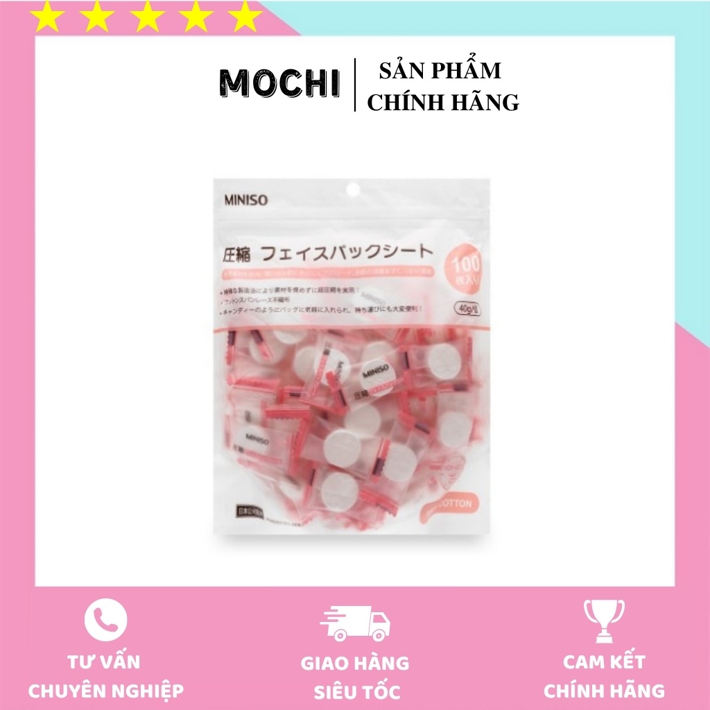 MẶT NẠ ♥𝑭𝑹𝑬𝑬𝑺𝑯𝑰𝑷♥ GÓI 100 VIÊN Mặt Nạ Viên Giấy Nén MINISO Nhật Bản