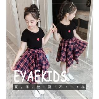 ✨CindyMom✨ Heart Top Plaids Áo Ngắn Bé Gái + Bộ Quần Ngắn, Bộ Quần áo Bé Gái Cho Bé Gái 3 đến 14 Tuổi