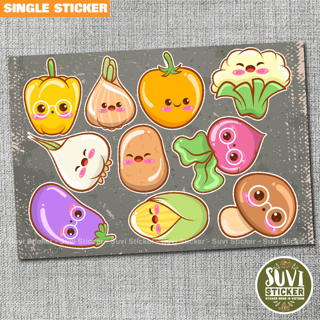 Single Sticker - Hình dán Kawaii Food chống nước sticker dán laptop, điện thoại, đàn guitar, mũ bảo hiểm, vali. SG16