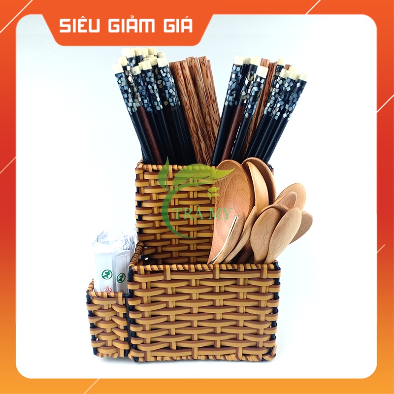 Ống đũa vuông tăm đựng muỗng đũa và tăm cho bàn quán ăn, dụng cụ bàn ăn gia đình