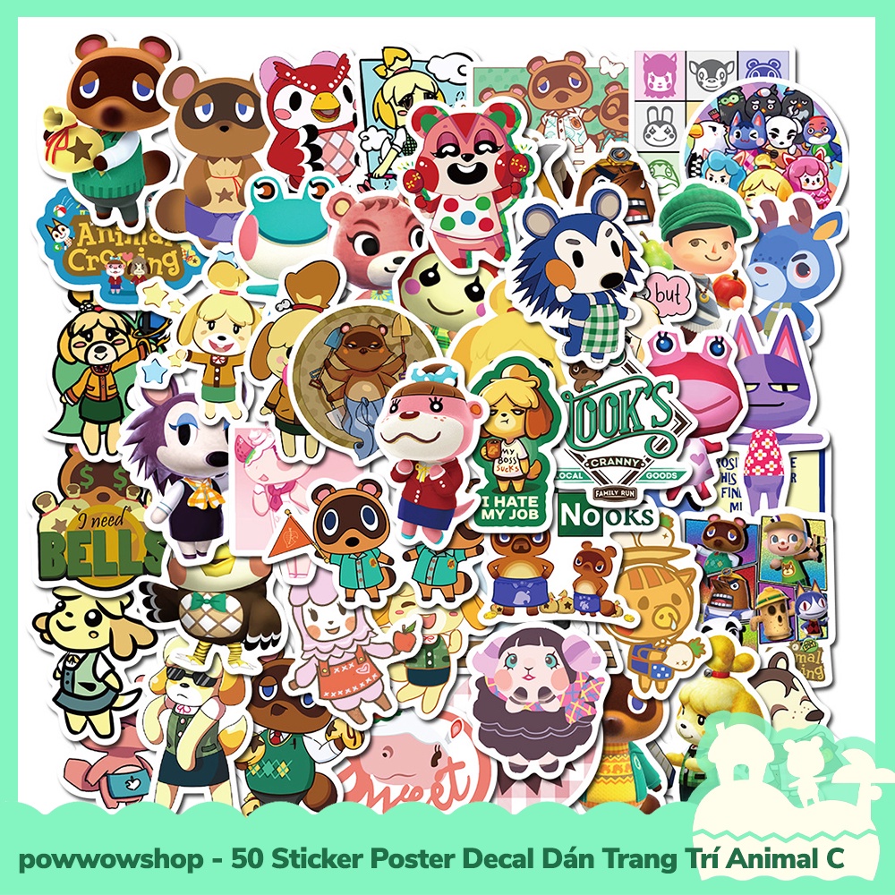 [Sẵn VN - Hỏa Tốc] 50 Sticker Decal Dán Trang Trí Đa Năng Cho Nhiều Vật Dụng Mẫu Game Animal Crossing Horizons Happy Fun