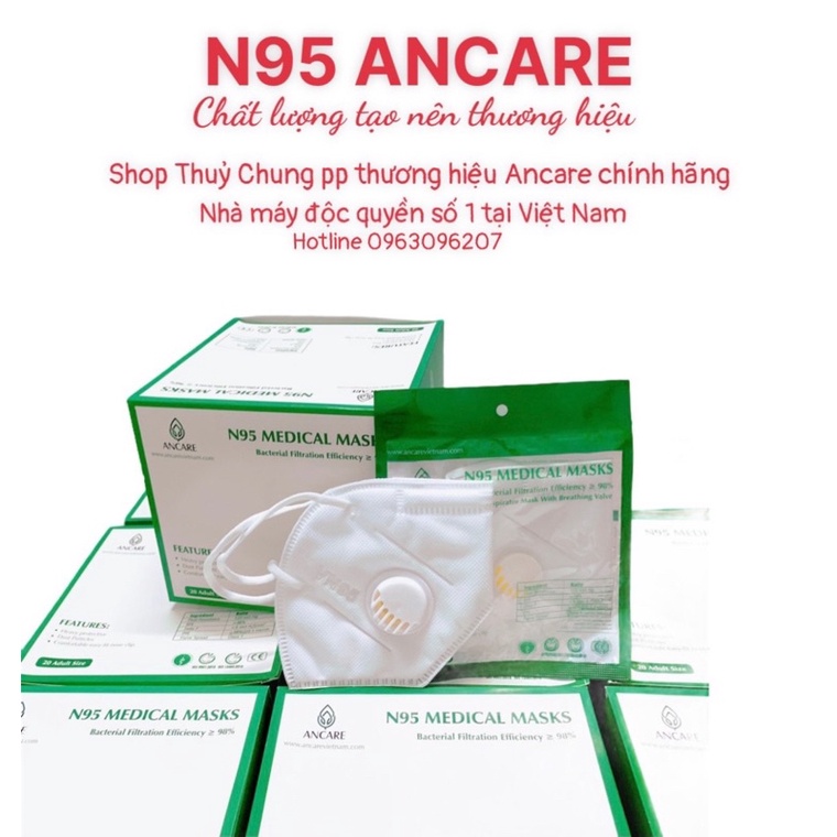 Khẩu Trang N95 Chính Hãng ANCARE Có Van Thở Và Không Van [Mã KC96202]