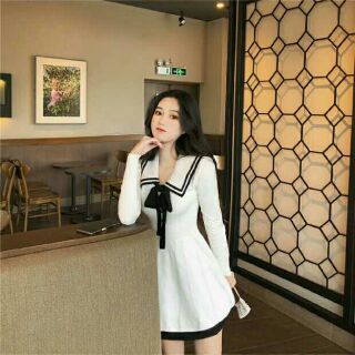 [Có sẵn] Đầm xoè ullzang cổ thủy thủ