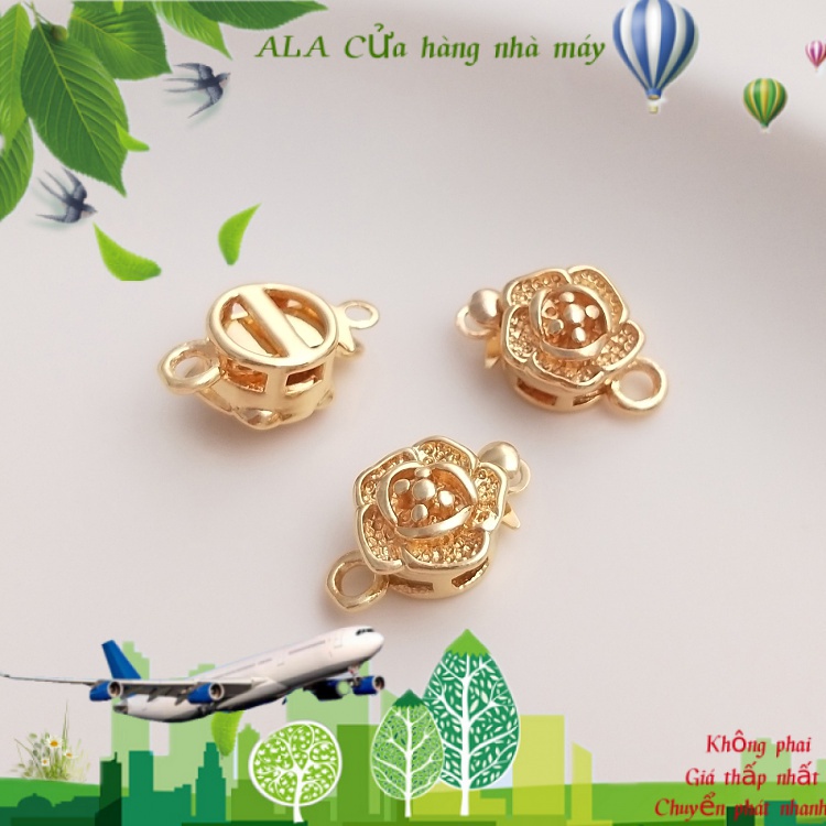 💖Trang sức DIY phụ kiện💖Màu Sắc Khóa Nối vòng cổ Chuỗi Hạt Ngọc Trai Mạ Vàng 14kg