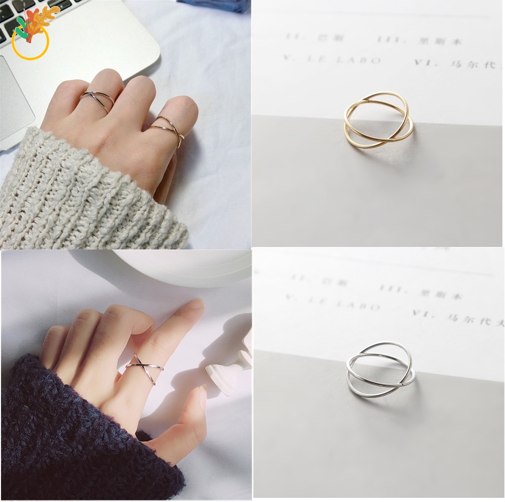 Nhẫn nữ hình dạng rỗng bắt chéo độc đáo cá tính đeo ngón trỏ
