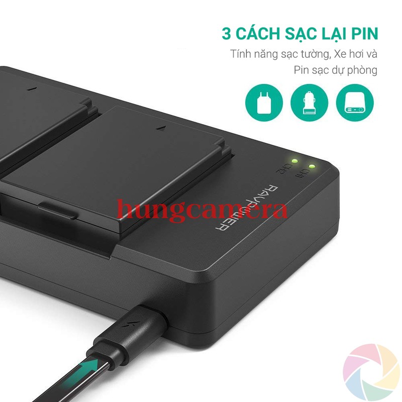 Bộ Pin Sạc đôi RAVPower Canon LP-E10 Cho Canon 3000D, 1500D, 1300D, 1200D, 1100D