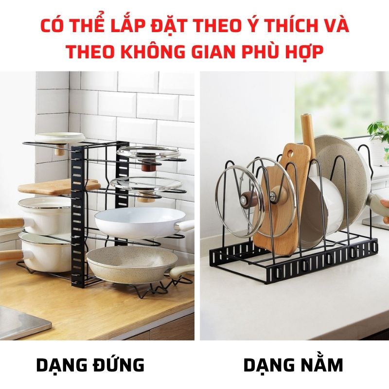 Kệ để xoong nồi đa năng Giá đựng đồ nhà bếp thép không gỉ (kệ xương cá M10)