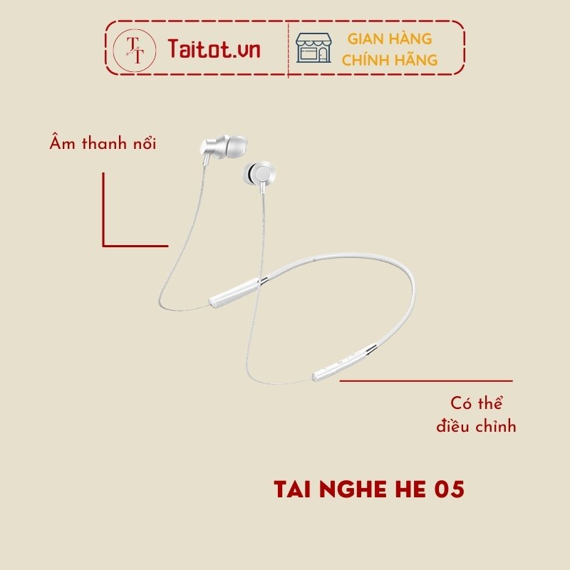 Tai nghe không dây thể thao đeo cổ HE05 kết nỗi bluetooth cho hầu hết điện thoại và laptop  - Taitot