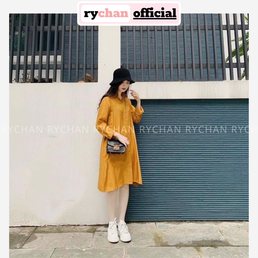 Đầm Suông Vàng Nghệ Form Dáng Rộng Rãi Dễ Mặc - DS0102