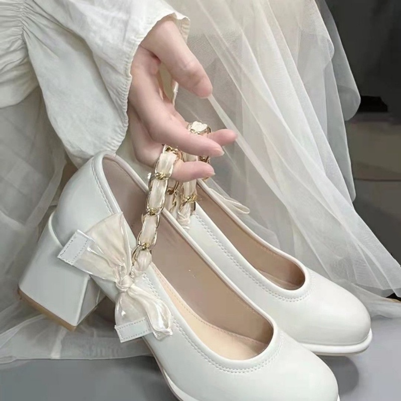 Giày Cao Gót Mary Jane Gót Dày Thời Trang Xuân Hạ Mới Cho Nữ