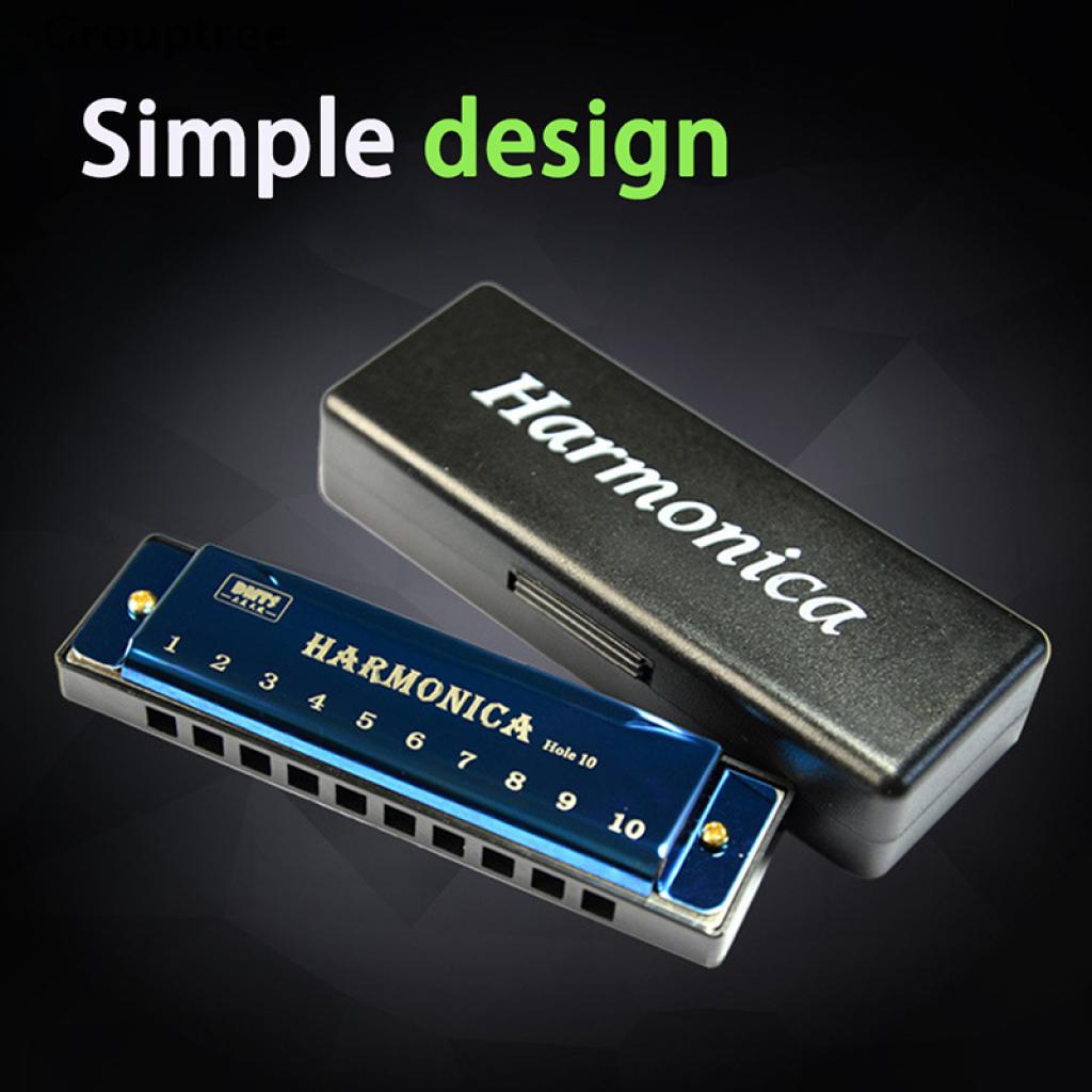 Kèn Harmonica 10 Lỗ Màu Xanh Dương H4Gf
