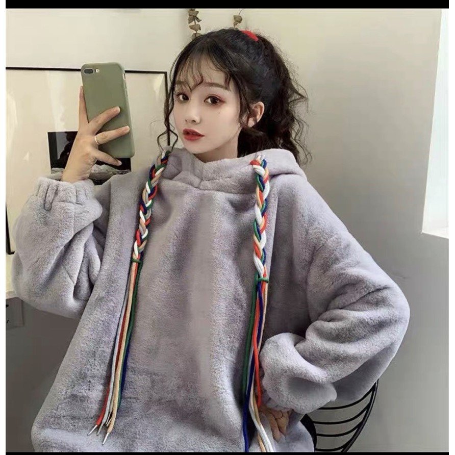 Áo khoác nỉ hoodie nữ trơn unisex form rộng mặc đôi đẹp giá rẻ G64 | BigBuy360 - bigbuy360.vn
