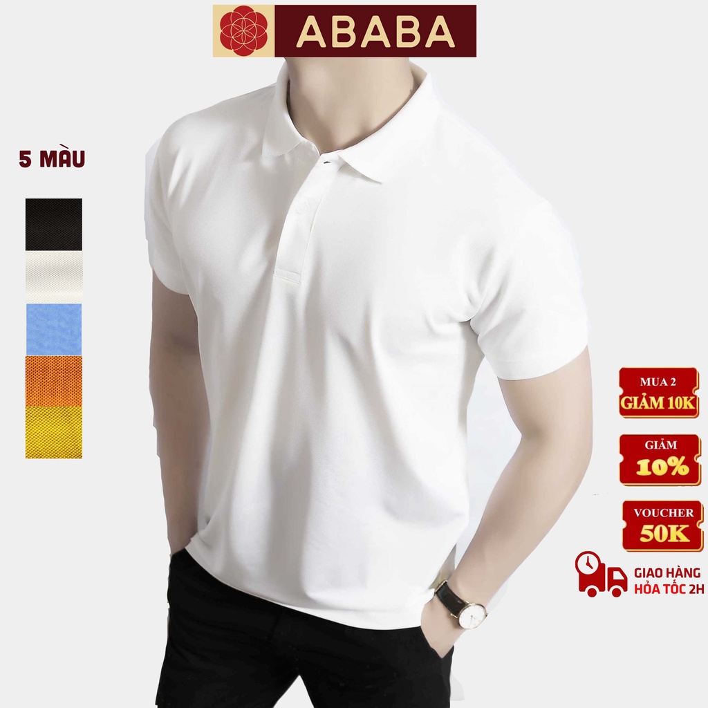 Áo polo nam cao cấp ABABA, áo thun polo nam có cổ,tay lỡ, chất liệu thoáng mát, đen trắng nhiều màu - ABA-POLO-03