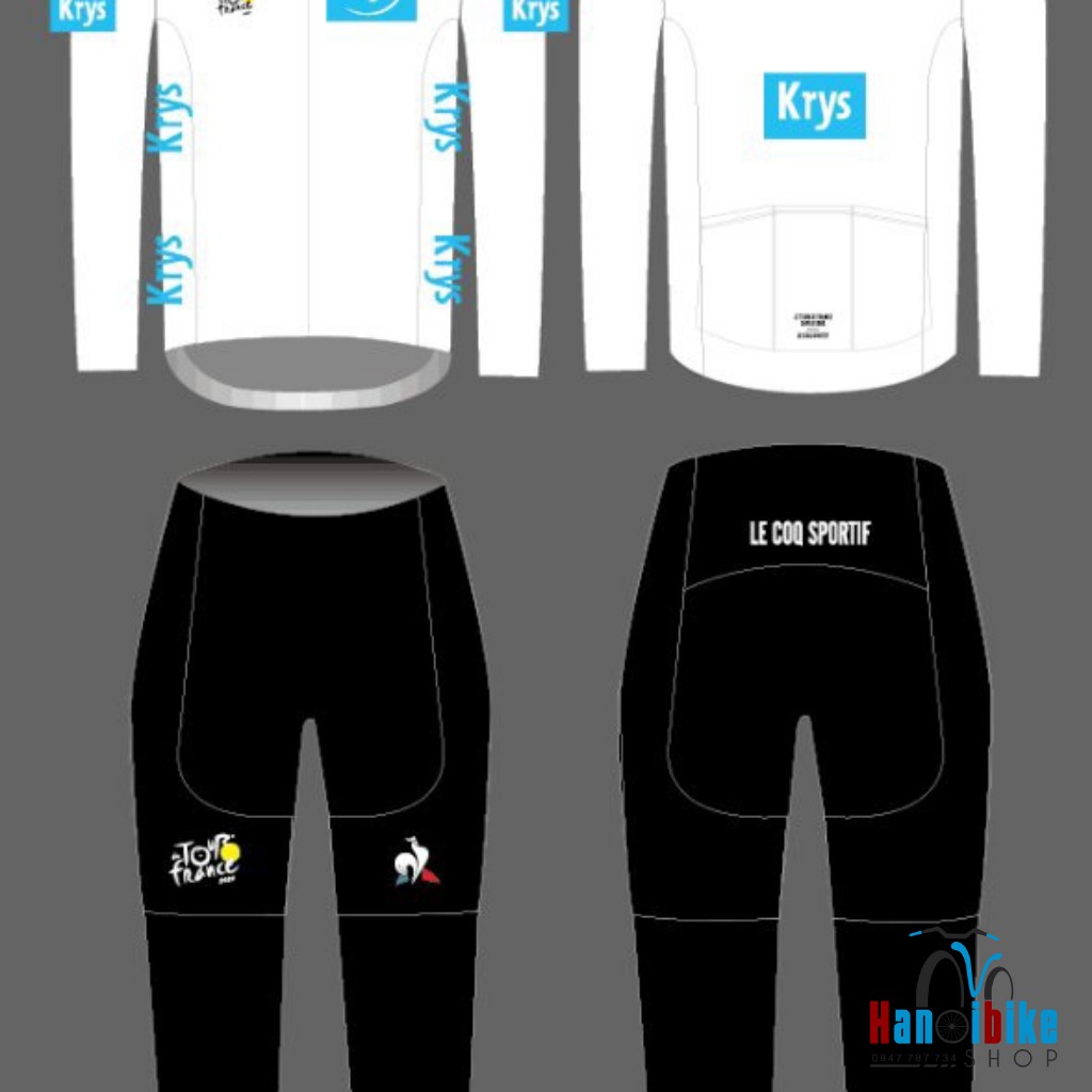 Bộ quần áo dài đạp xe KRYS Trắng