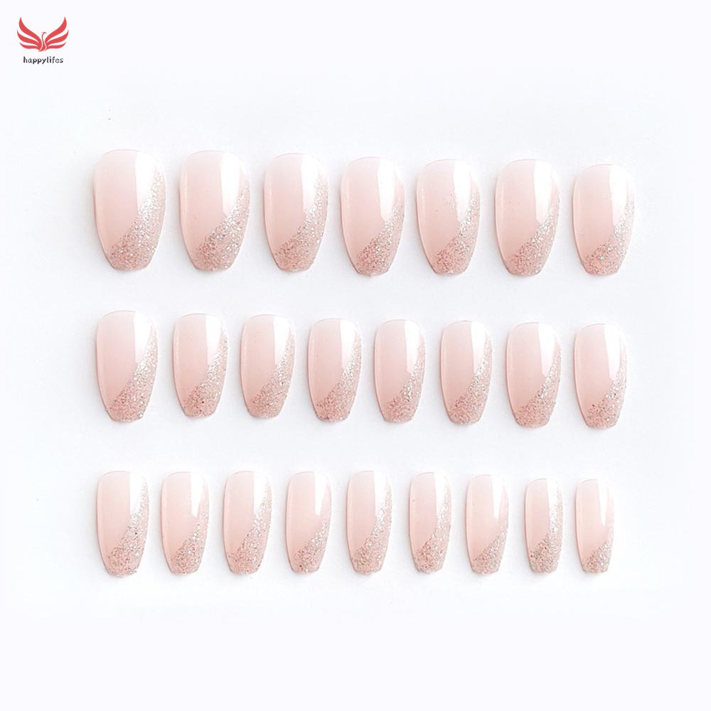 24pcs Flash powder Long section wear finished nail tablet False nail removable Manicure