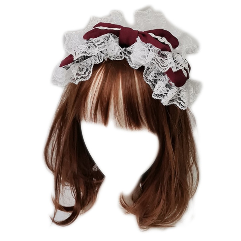 Cài tóc phối nơ ren phong cách lolita xinh xắn tùy chọn màu sắc