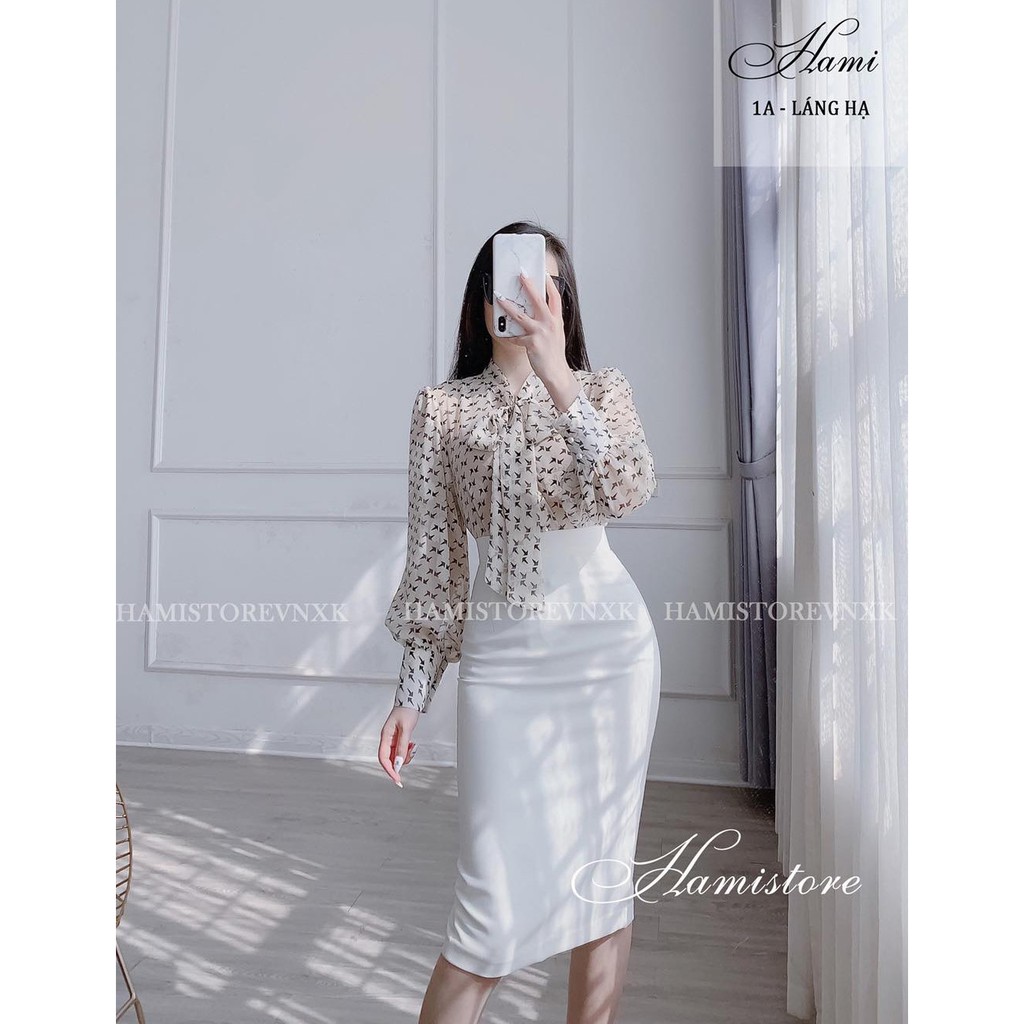 Chân váy bút chì màu trắng kết hợp set sơ mi siêu xinh CV200 Hamistore | BigBuy360 - bigbuy360.vn