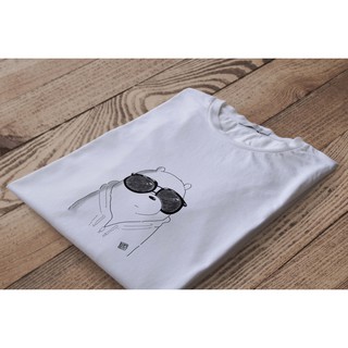 Áo thun unisex HeroTST nam nữ form rộng tay lỡ phong cách Nelly Ulzzang in hình We Bare Bears gấu trắng đeo kính - M2a