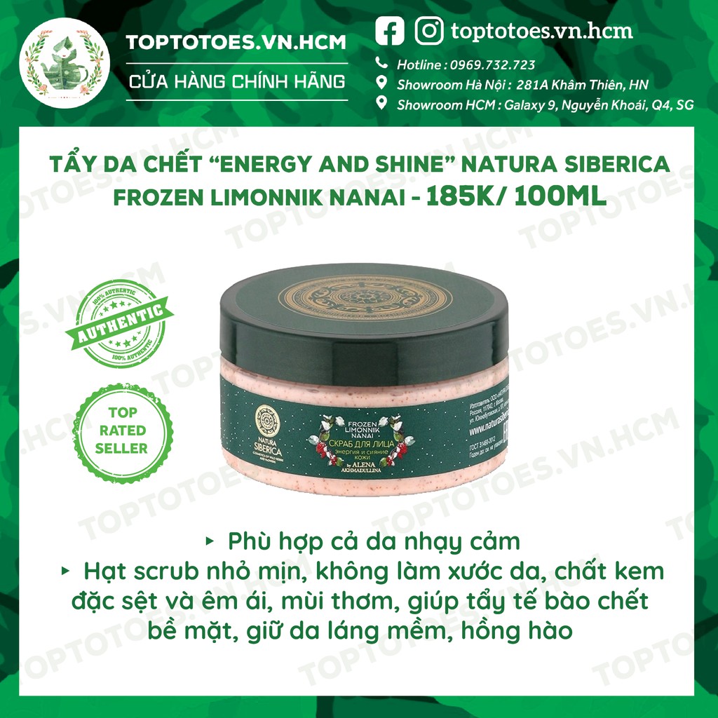 [Date SALE] Tẩy da chết Natura Siberica Frozen Limonnik Nanai &quot;Energy and Shine&quot; cho da láng mịn, căng bóng, hồng hào