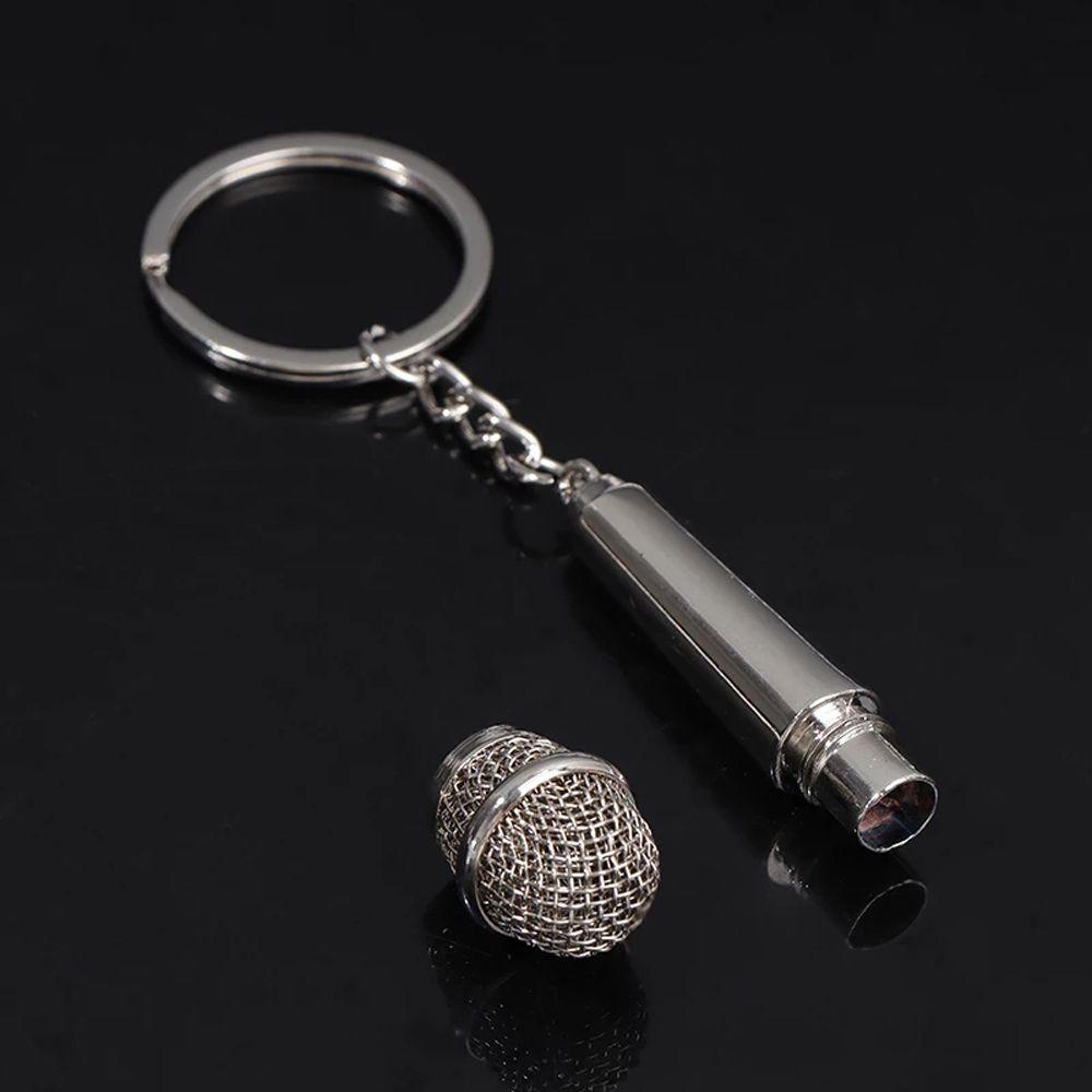 PATRICIA Móc Khóa Gắn Microphone Màu Bạc Thiết Kế Dễ Thương Dùng Làm Quà Tặng