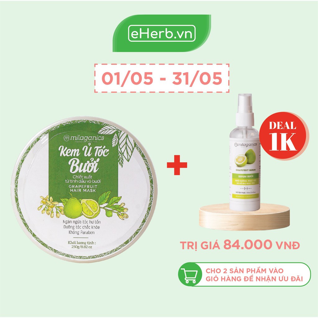 Kem Ủ Tóc Bưởi Phục Hồi Tóc Hư Tổn, Kích Thích Mọc Tóc Từ Tinh Dầu Bưởi Nguyên Chất MILAGANICS 250gr (Hũ) | BigBuy360 - bigbuy360.vn