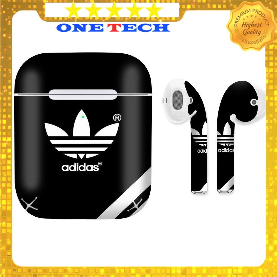 Miếng dán skin AirPods, miếng dán hình Adidas đen - Mã: Das1005