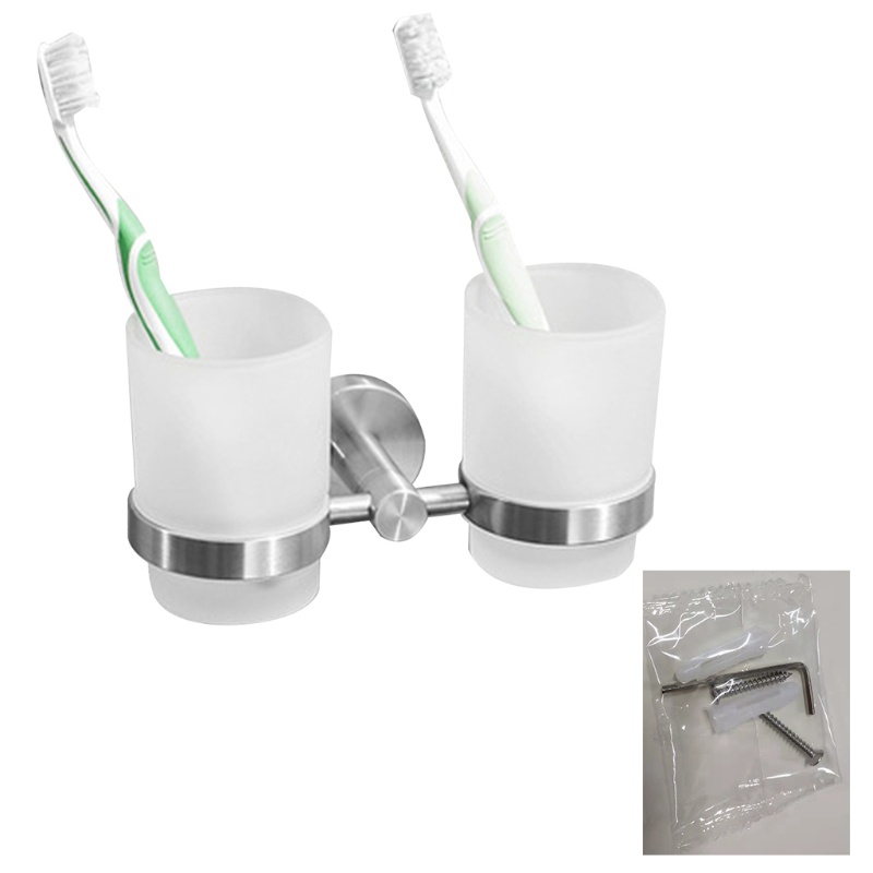 Giá Đỡ Cốc / Bàn Chải Đánh Răng / Cốc Súc Miệng Gắn Tường Màu Bạc