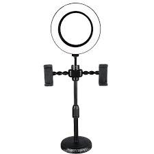 Giá Đỡ 2 Điện Thoại Livestream Có Đèn Led, Kẹp Điện Thoại Để Bàn Quay Video Tiktok Có Đèn Led 3 Màu - Có Video, Ảnh Thật