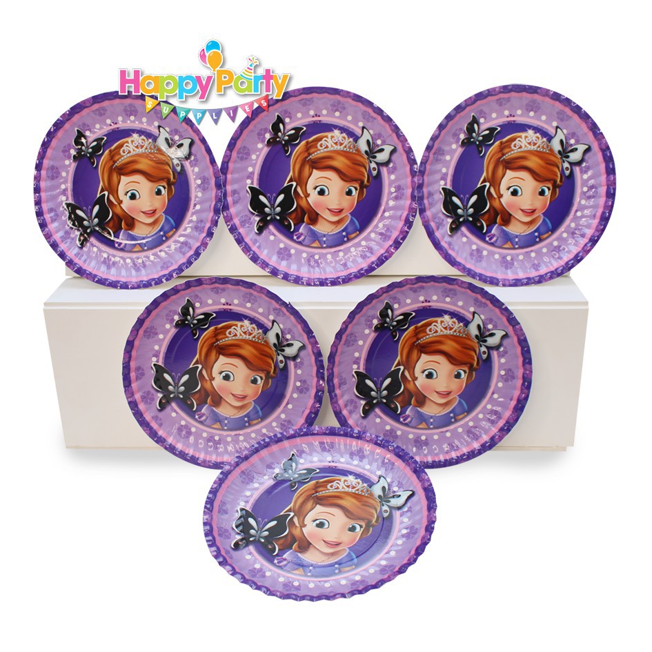 Set trang trí sinh nhật bé gái Bộ phụ kiện chủ đề công chúa Sofia mini - mega - Happy birthday thôi nôi cho bé