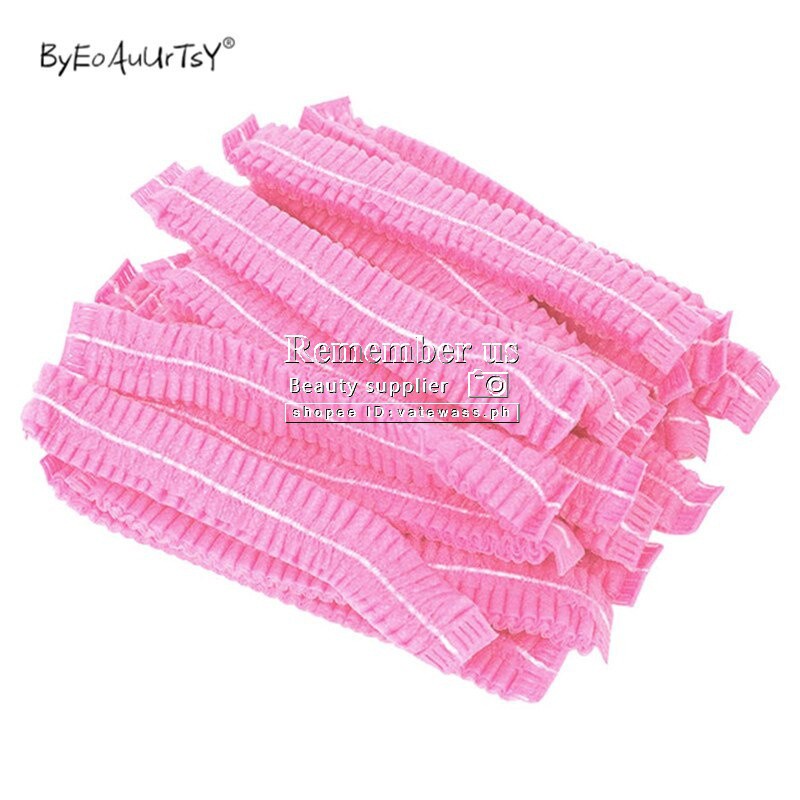 Set 100 Mũ Lưới Xếp Ly Co Giãn Không Dệt Trong Suốt Kháng Nước Dùng Một Lần Để Nối Dài Lông Mi