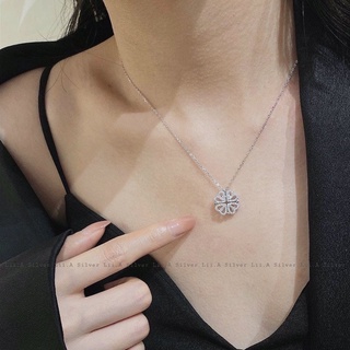 Dây chuyền bạc nữ Cỏ 4 lá hút nam châm Lii.A silver, đeo được 2 cách