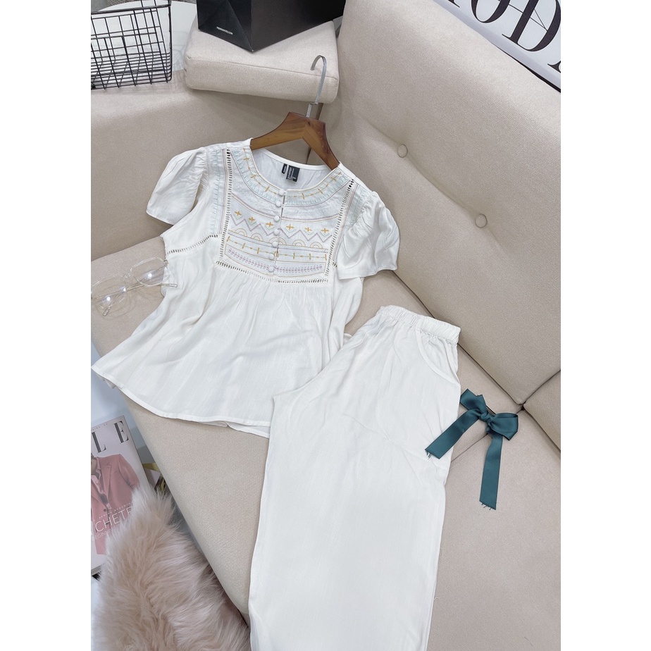 Đồ bộ tole F21 lửng babydoll thêu thổ cẩm