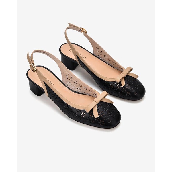 Giày cao gót nữ Zuciani da bò cao cấp thiết kế sling back  mũi đính nơ thanh lịch - GZD51