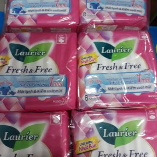 Combo 6 gói Băng vệ sinh dày  cánh Laurier Fresh & Free 8 miếng