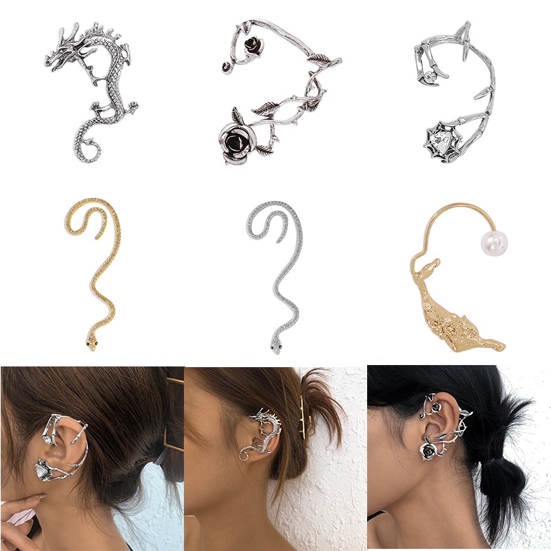 1 Khuyên Kẹp Vành Tai Hình Rồng Phong Cách Trung Hoa Sang Trọng