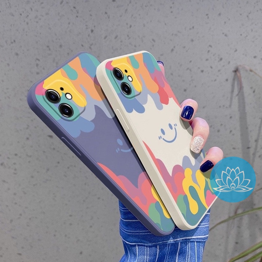 Ốp Lưng Iphone Cạnh Vuông Smile Màu Iphone5/5s/6/6plus/6s/6splus/7/7plus/8/8plus/x/xr/xs/11/12/pro/max/plus/promax - Sen
