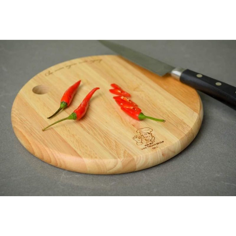 Thớt tròn 21cm gỗ cao su Vạn Thuận 001