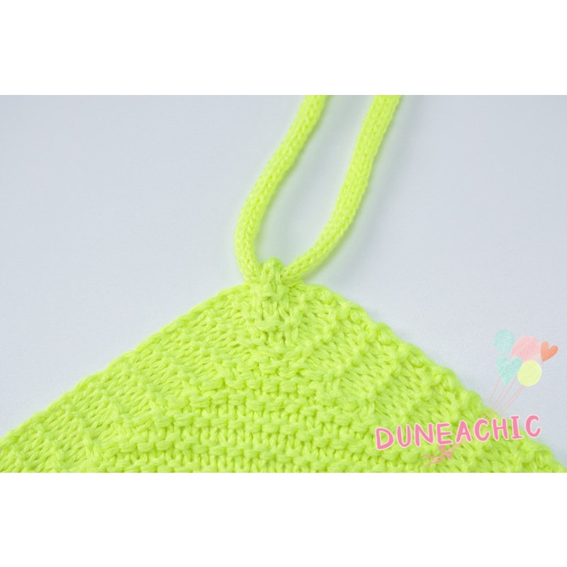 DUNEA Đầm body dệt kim màu trơn thiết kế hở lưng quyến rũ