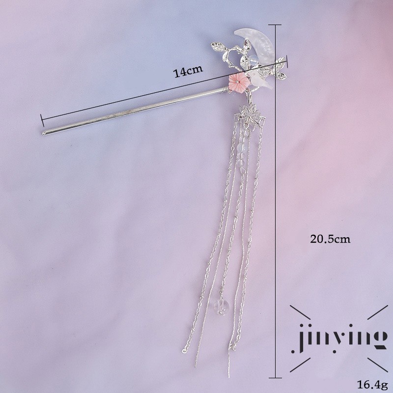 GETNOIVAS Trâm Cài Tóc Hình Mặt Trăng Đính Đá Phong Cách Trung Hoa