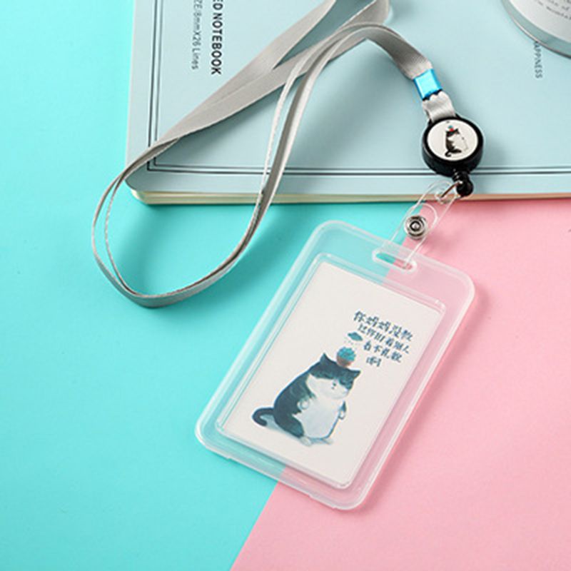 Bao Đựng Thẻ ID Bằng Nhựa Họa Tiết Hoạt Hình Có Dây Đeo Cổ