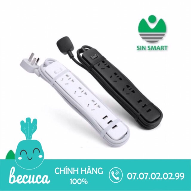 [ Xiaomi sinsmart ] Ổ cắm điện Xiaomi Power Strip 3 ngõ Usb thông minh- chính hãng Xiaomi