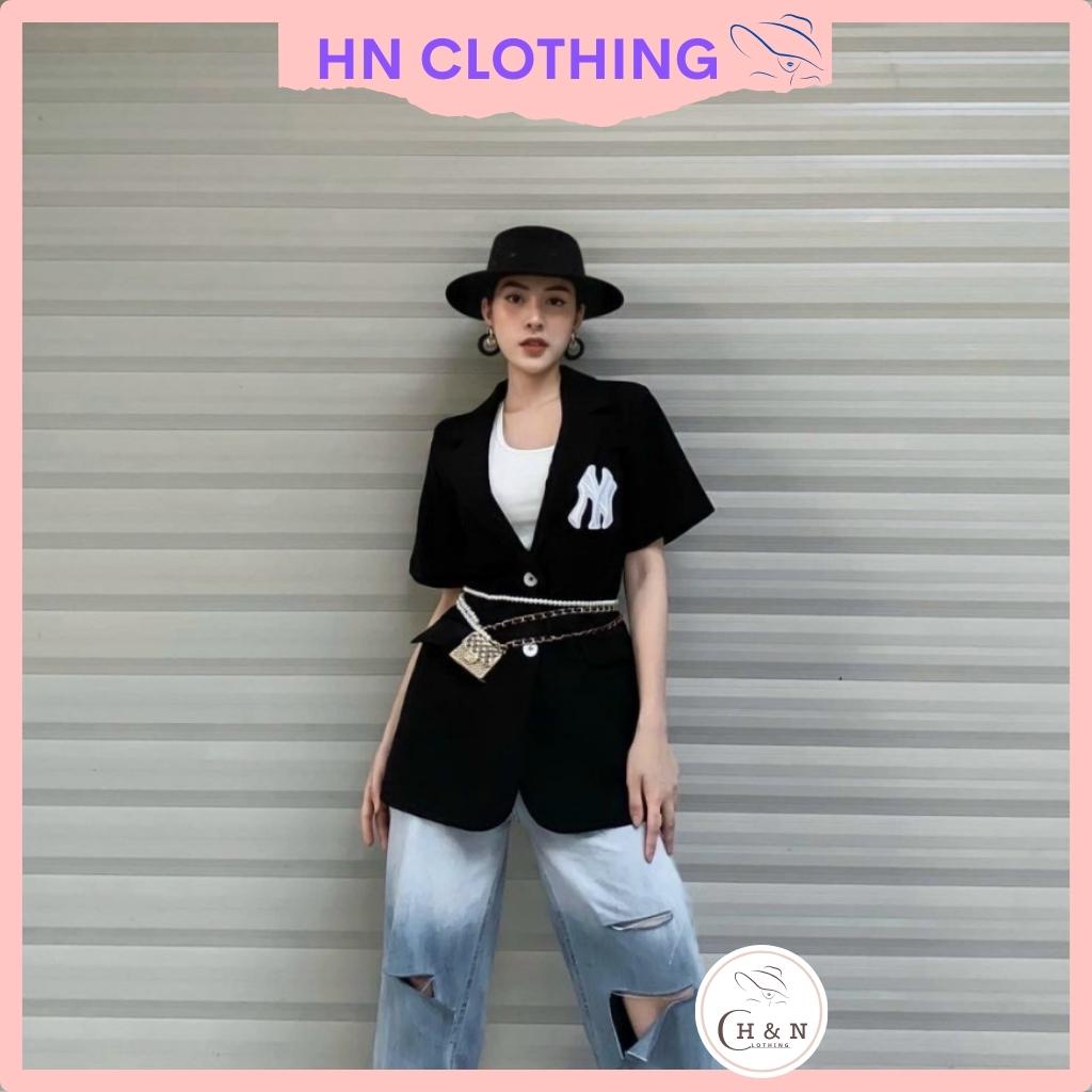 Áo vest nữ blazer tay ngắn form thiết kế cao cấp trẻ trung thêu chữ túi ngực H&N Clothing